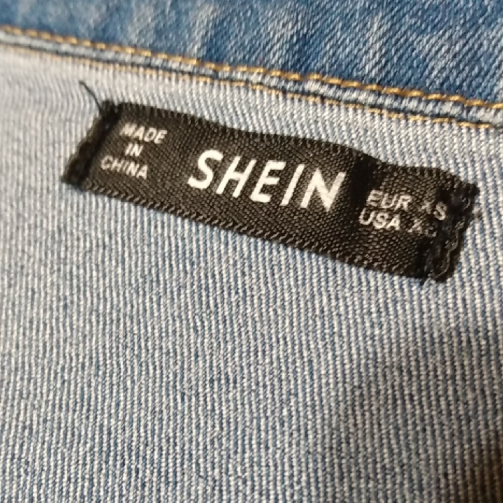 Blue Denim Button-Front Midi Dress By SHEIN Women's XS Slim Fit - Pockets - Picture 5 of 10